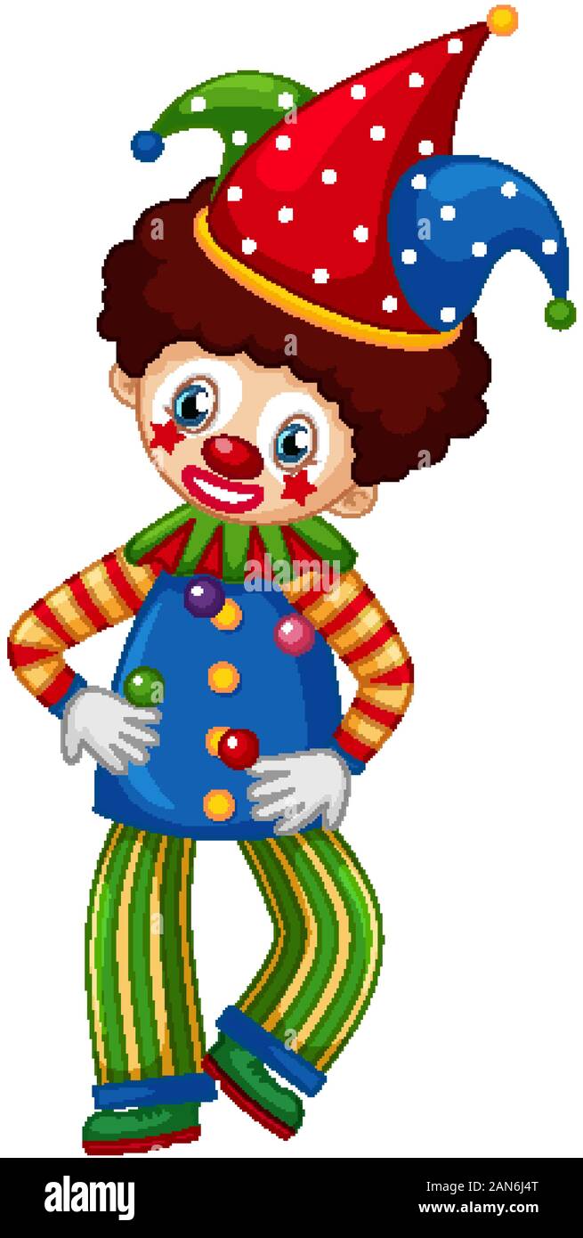 Circus clown juggling balls on white background illustration Stock ...