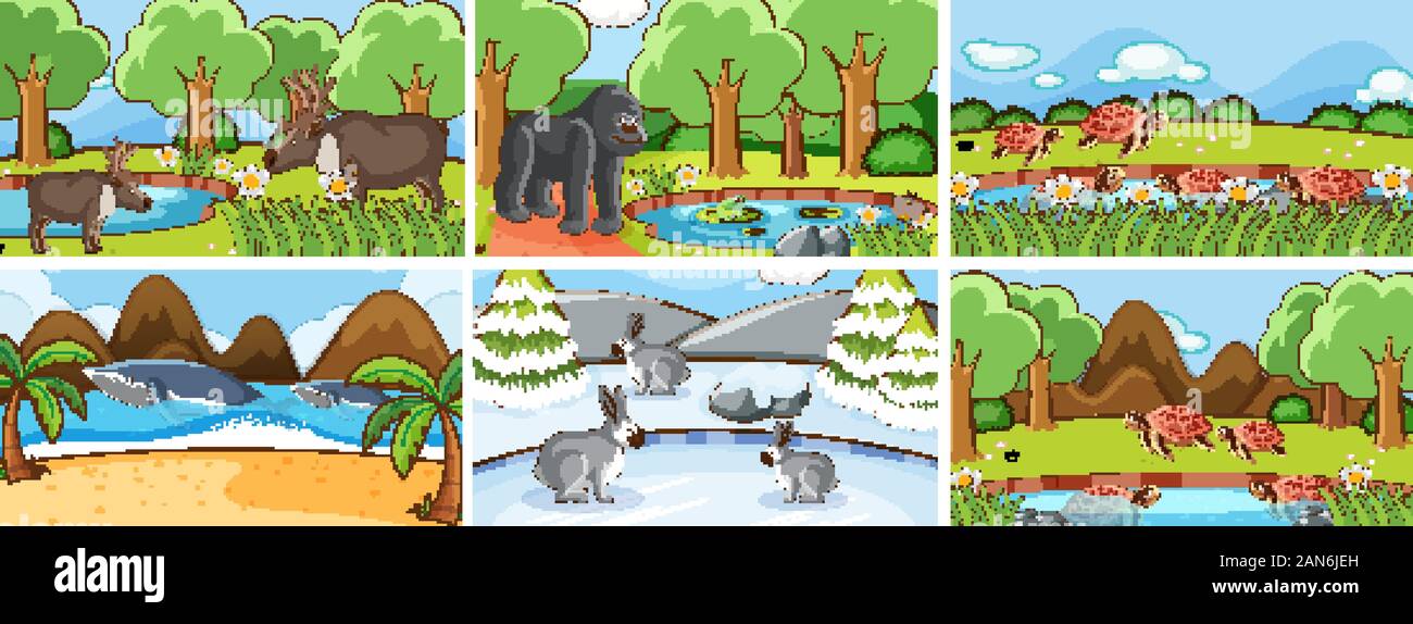 Background scenes of animals in the wild illustration Stock Vector ...
