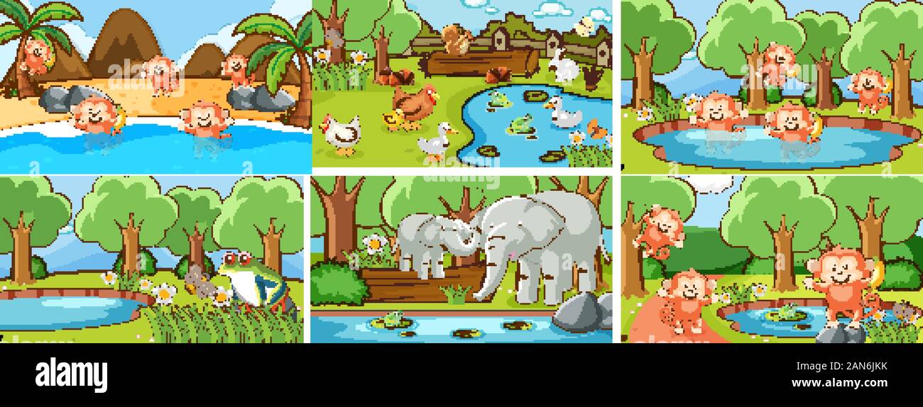 Background scenes of animals in the wild illustration Stock Vector ...