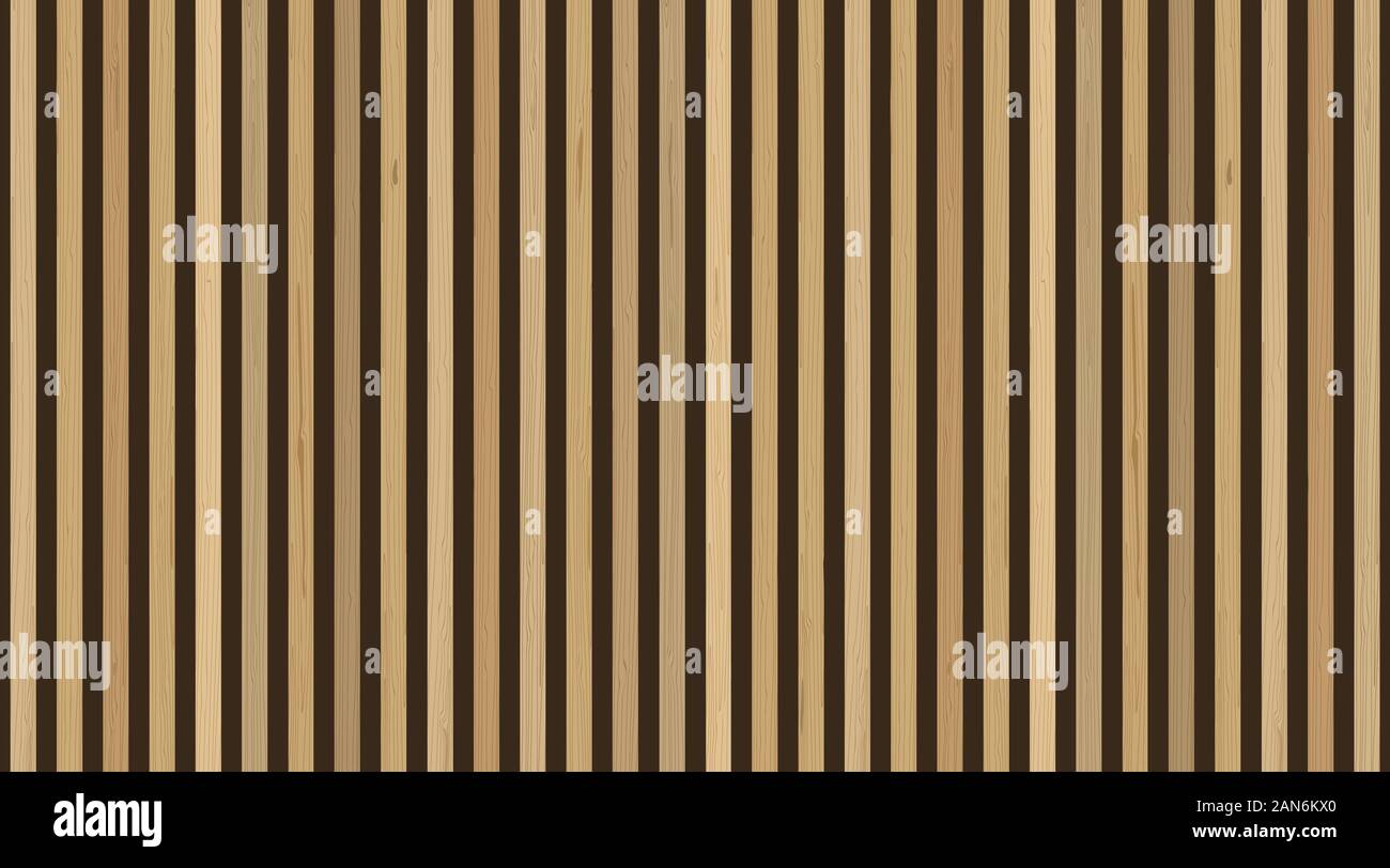 Wooden planks on dark background. Vector vertical wooden plank wall