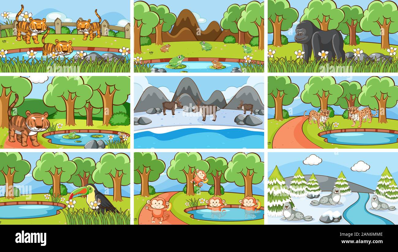 Background scenes of animals in the wild illustration Stock Vector ...