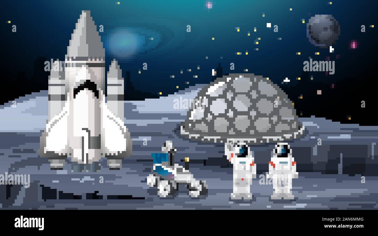 Rocket and astronaut scene illustration Stock Vector Image & Art - Alamy