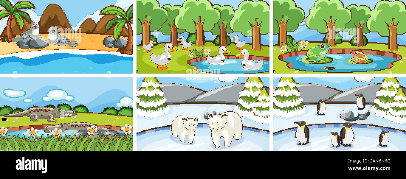 Background scenes of animals in the wild illustration Stock Vector ...
