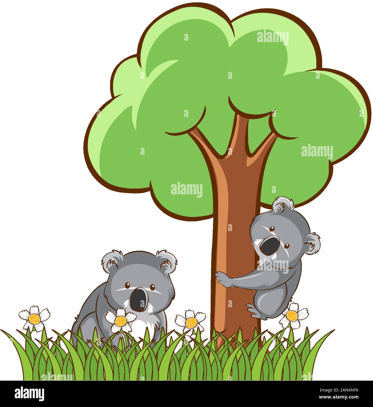 Isolated picture of koalas in garden illustration Stock Vector Image ...