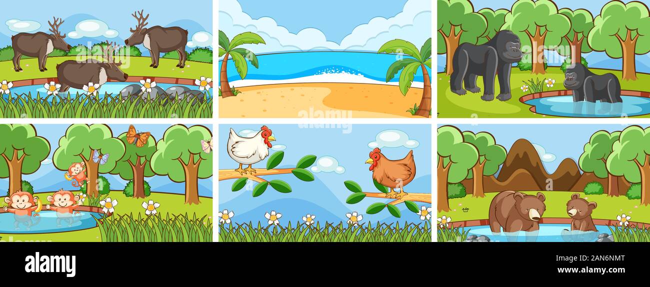 Background scenes of animals in the wild illustration Stock Vector ...