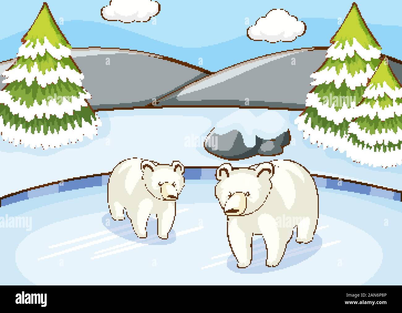 Scene with polar bears in winter illustration Stock Vector Image & Art ...