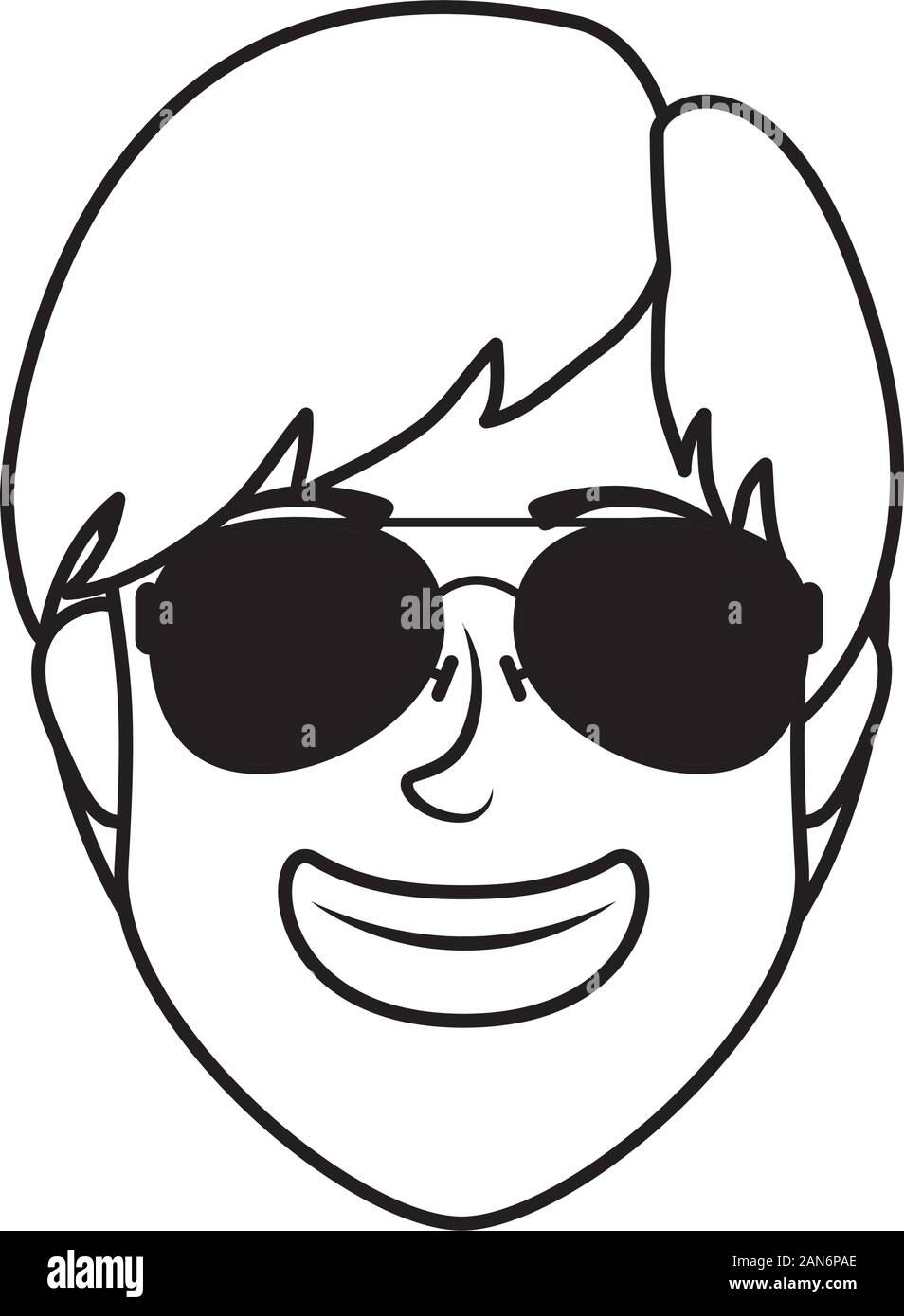 young man head with sunglasses character Stock Vector Image & Art - Alamy