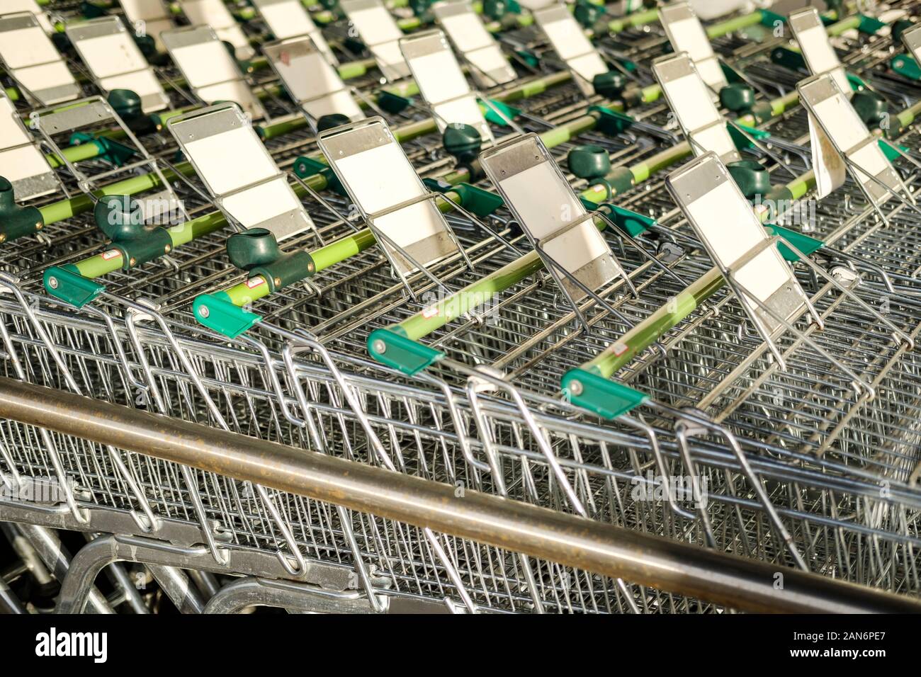 Supermarket trolleys collected Stock Photo Alamy