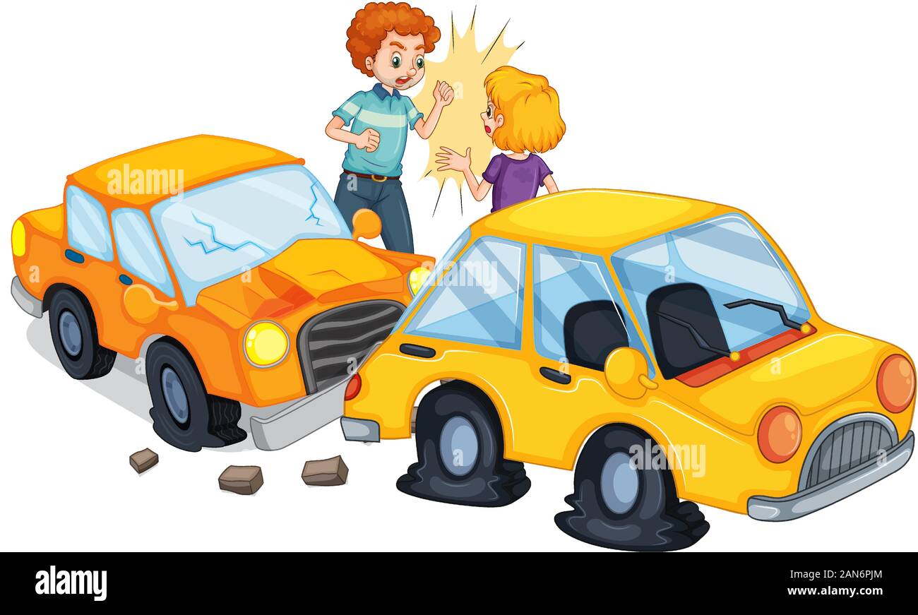 Accident scene with car crash illustration Stock Vector Image & Art - Alamy
