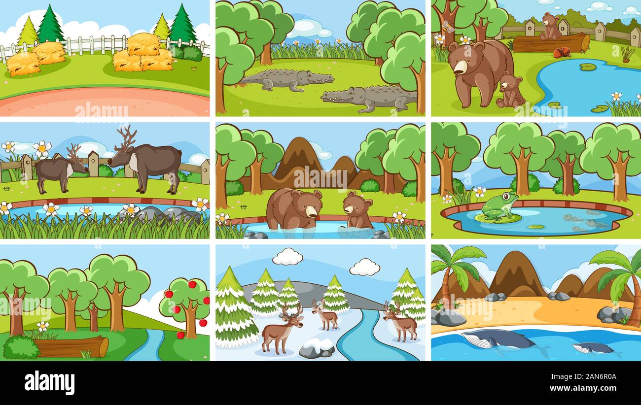 Background scenes of animals in the wild illustration Stock Vector ...