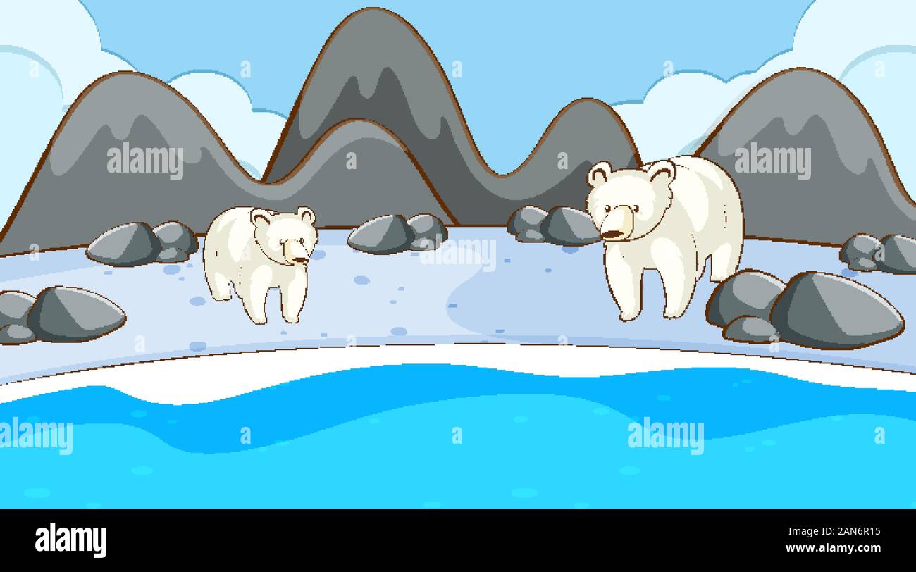 Scene with polar bears in winter illustration Stock Vector Image & Art ...