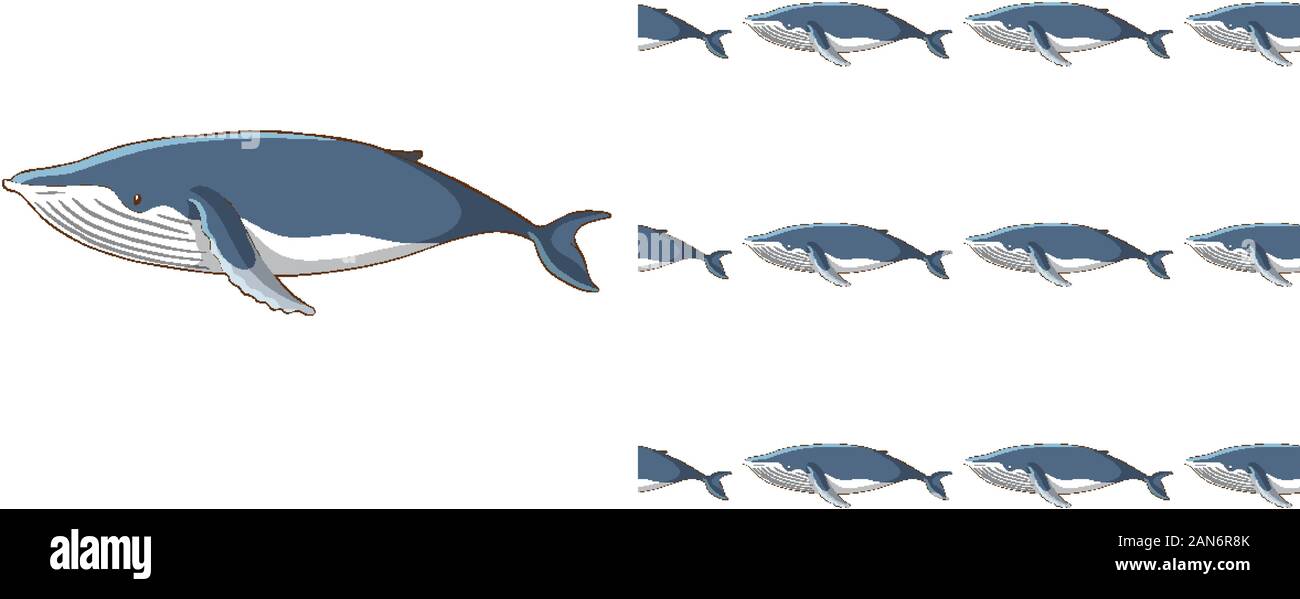 Seamless background design with blue whale illustration Stock Vector ...