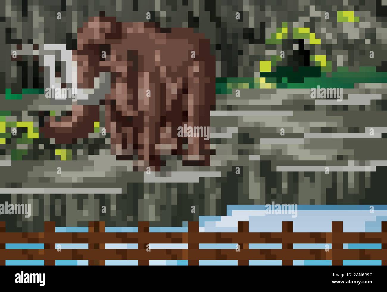 Scene with elephant in the zoo illustration Stock Vector Image & Art ...
