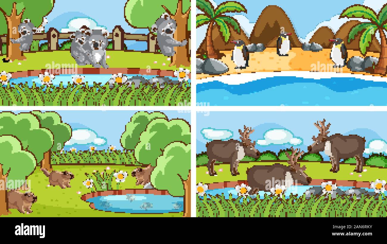Background scenes of animals in the wild illustration Stock Vector ...