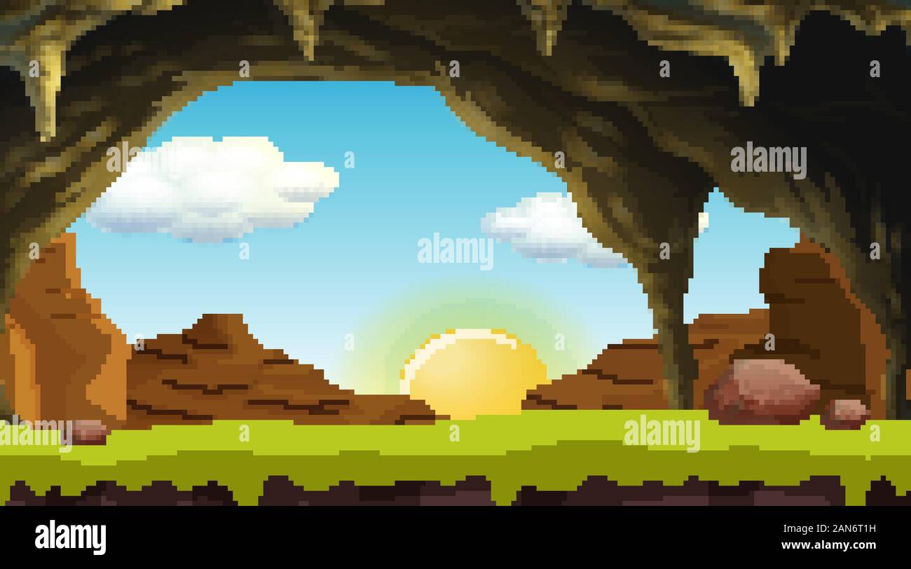 Background scene with sunset in sky illustration Stock Vector Image ...