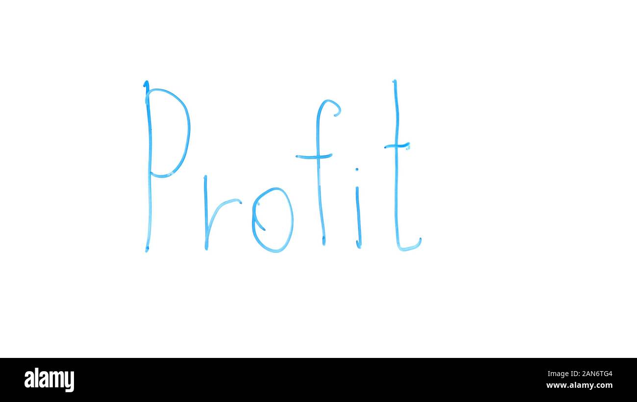 Profit word written on glass, successful business plan lucrative startup project Stock Photo