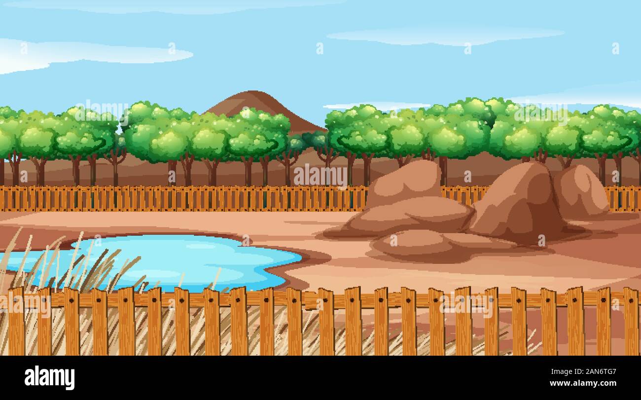 Background scene with trees and pond illustration Stock Vector Image ...