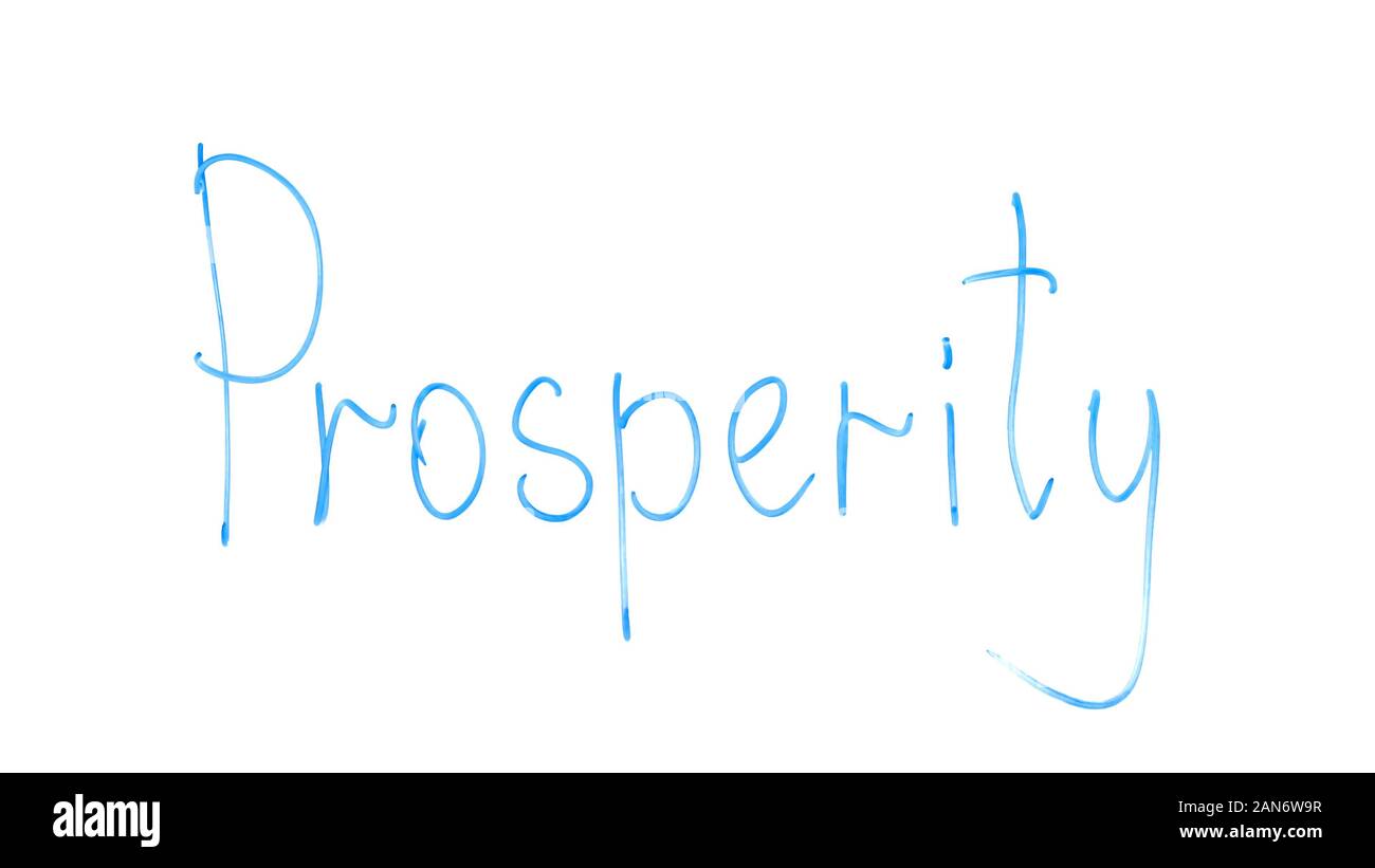 Prosperity word written on glass, success and welfare of business, profitability Stock Photo