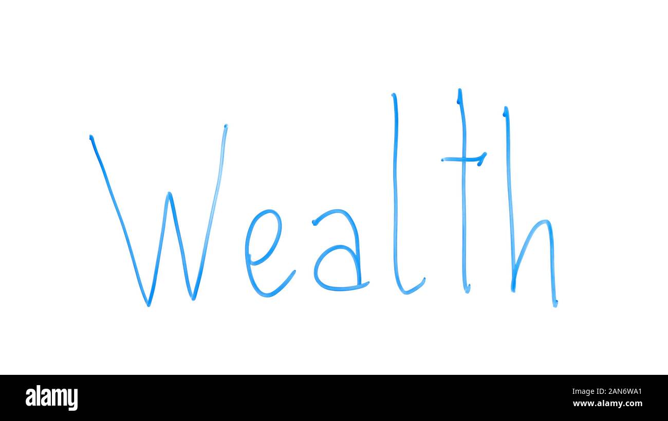 Wealth word written on glass, abundance of assets, unlimited opportunities Stock Photo