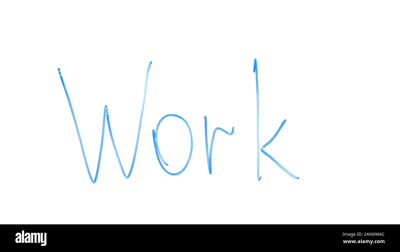 Work word written on glass, employment problem, job market trends, salary Stock Photo