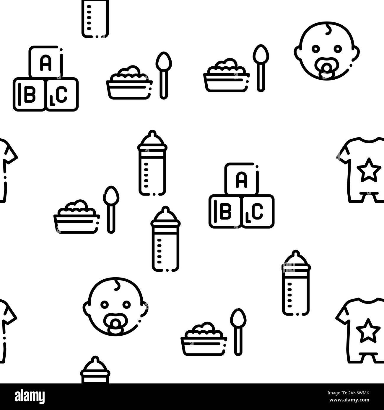 Baby Clothes And Tools Seamless Pattern Vector Stock Vector