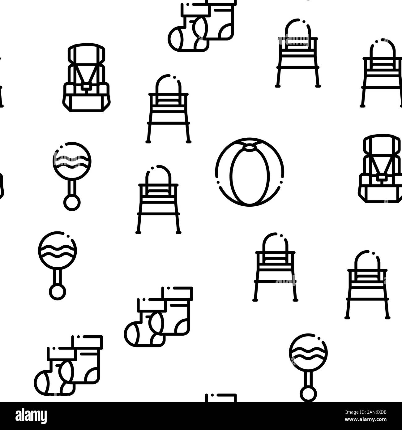 Baby Clothes And Tools Seamless Pattern Vector Stock Vector