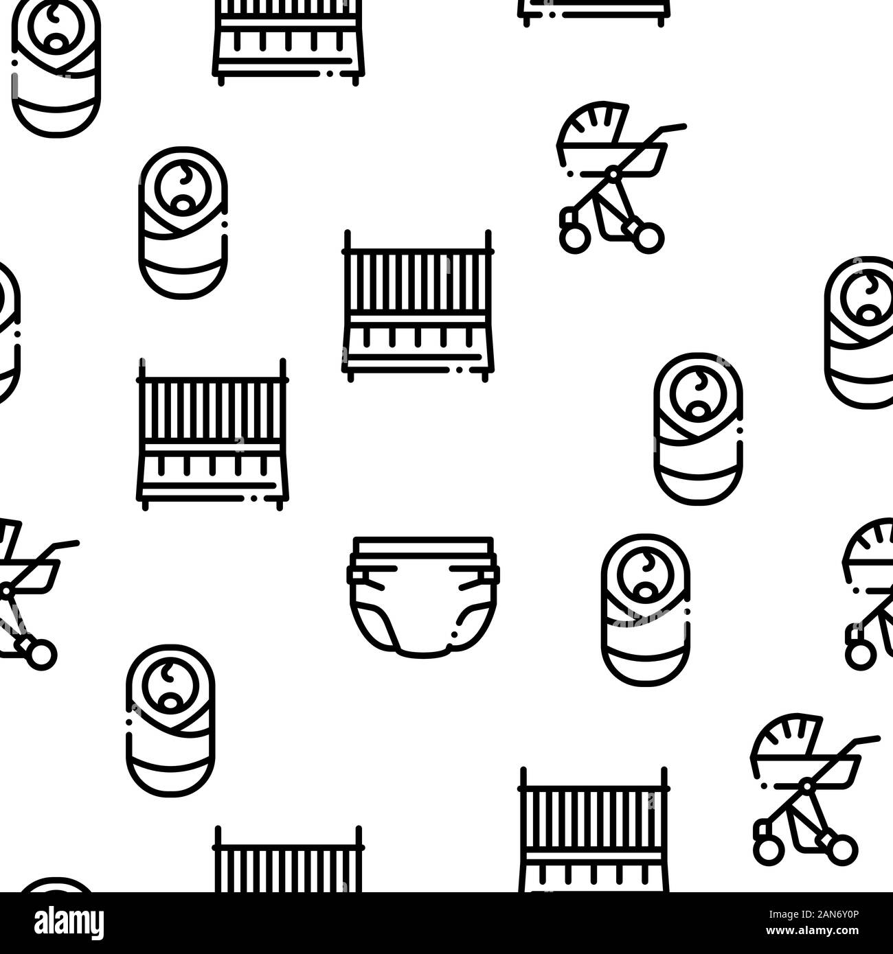 Baby Clothes And Tools Seamless Pattern Vector Stock Vector