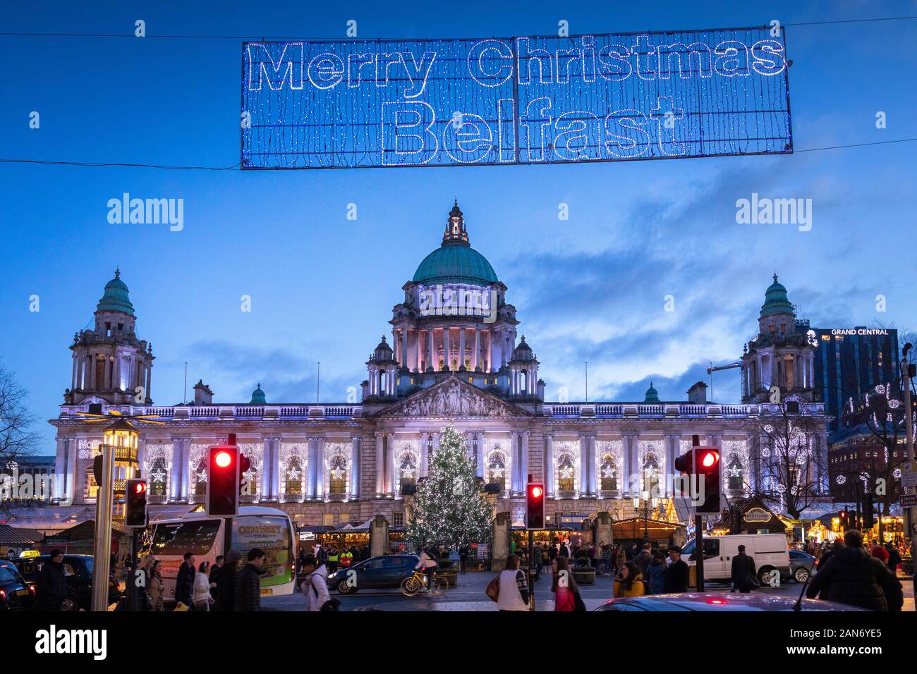 Christmas lights at belfast City Hall, Northern Ireland Stock Photo Alamy