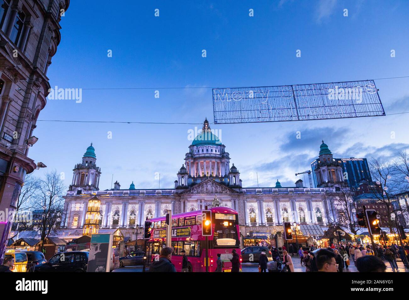 Christmas lights at belfast City Hall, Northern Ireland Stock Photo Alamy