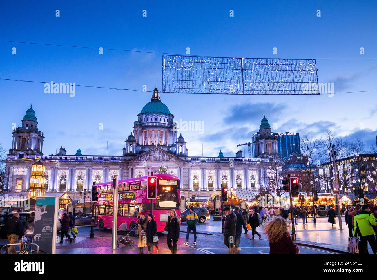Christmas lights at belfast City Hall, Northern Ireland Stock Photo Alamy
