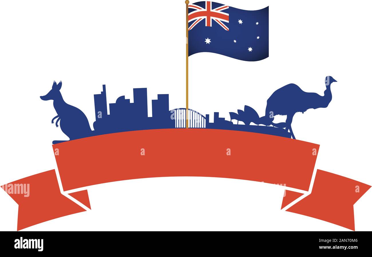 australian country flag in pole with animals and monuments Stock Vector  Image & Art - Alamy
