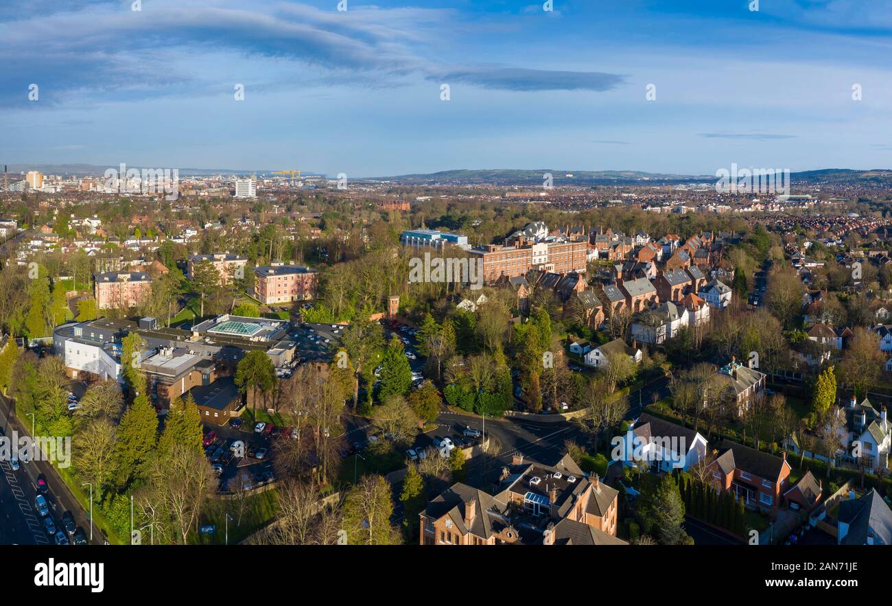 Looking over South Belfast showing the Ulster Independent Hospital and