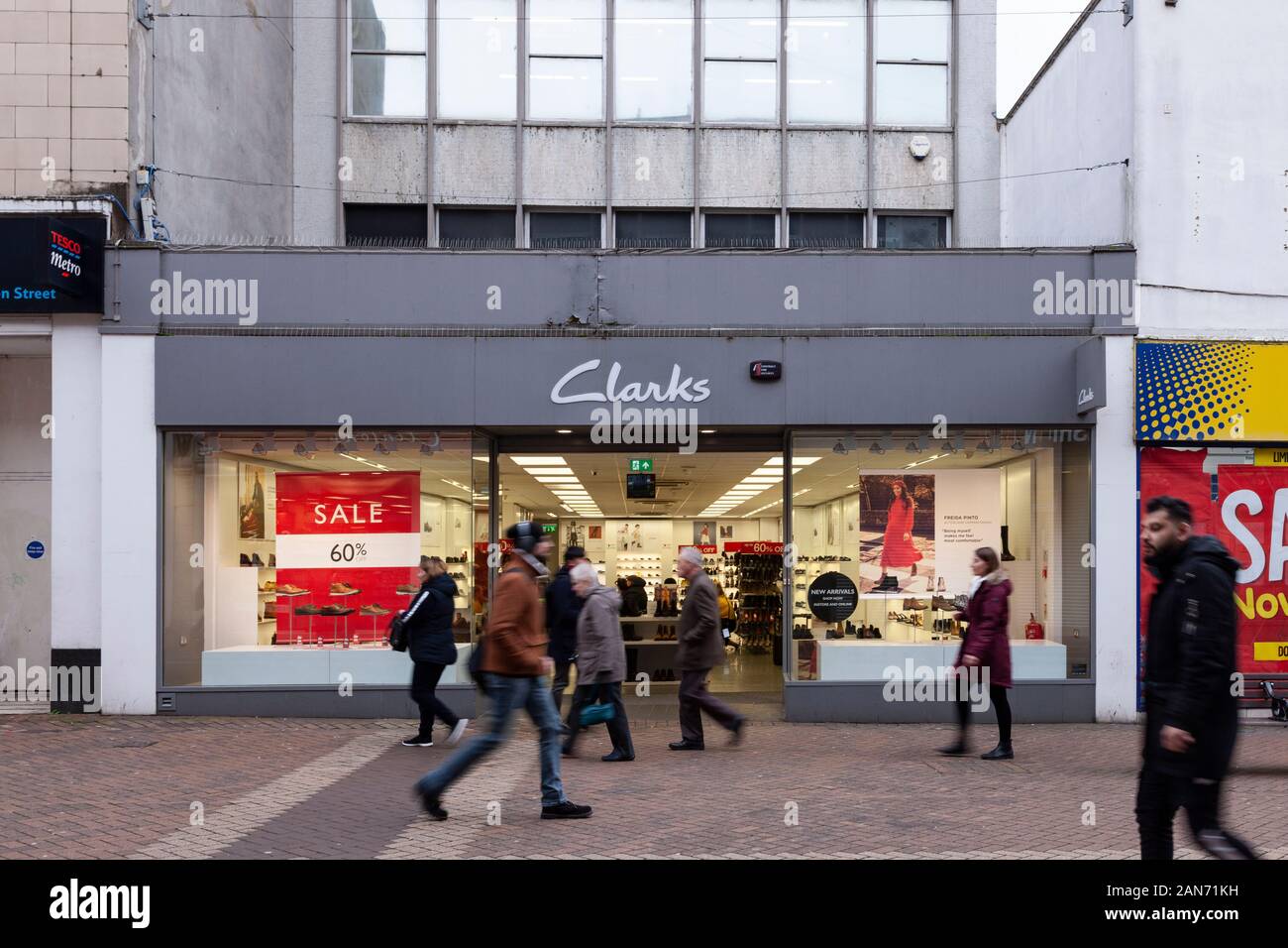 Clarks shoe shop window display on Abington street, Northampton town centre  Stock Photo - Alamy