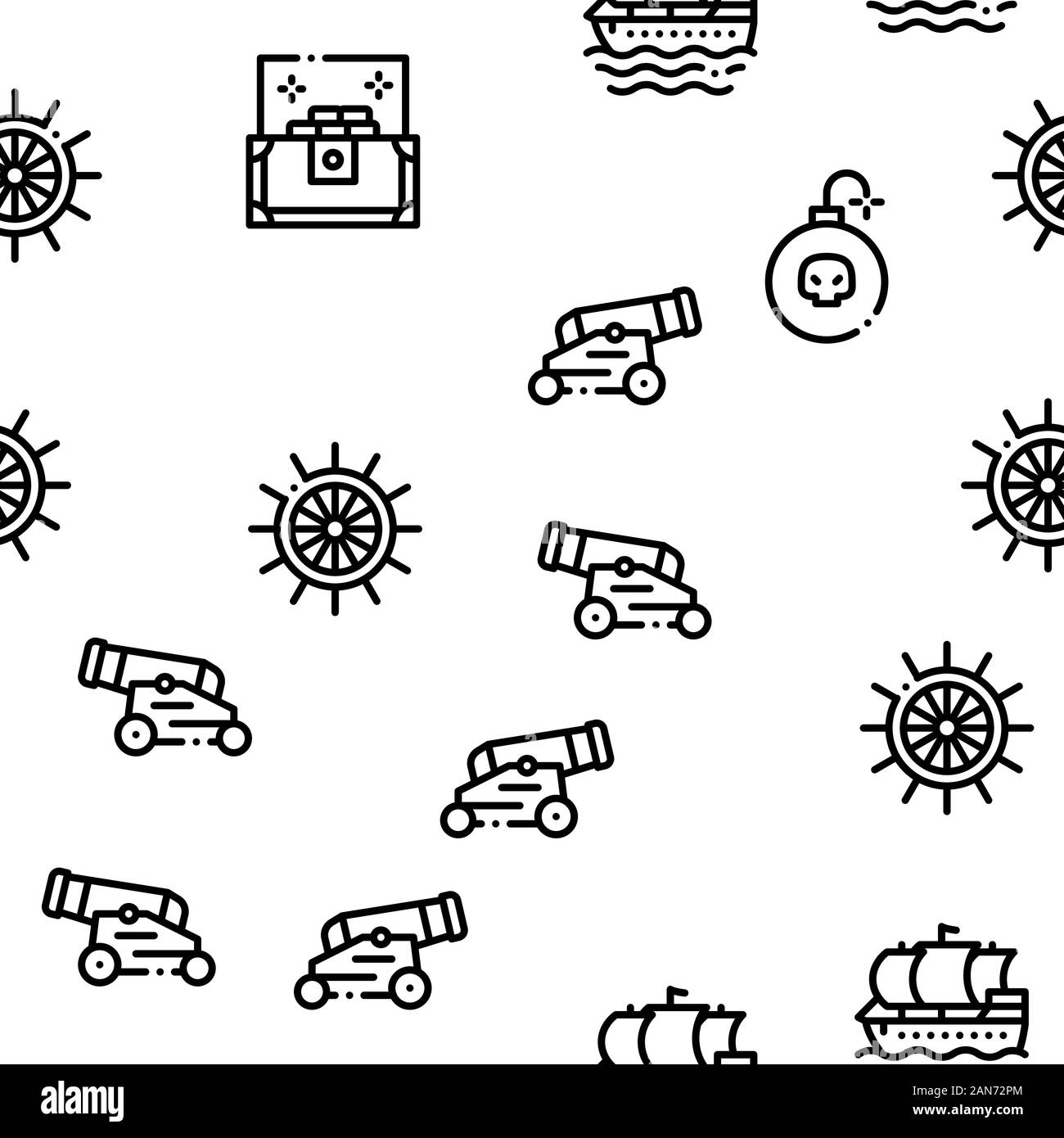 Pirate Sea Bandit Tool Seamless Pattern Vector Stock Vector Image & Art ...
