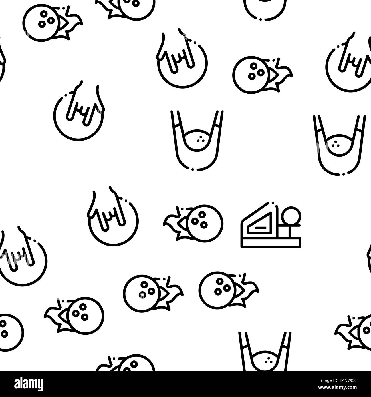 Bowling Game Tools Seamless Pattern Vector Stock Vector