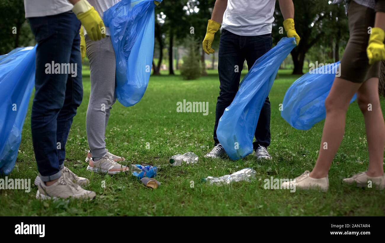 Society against pollution, active citizens collecting garbage in public