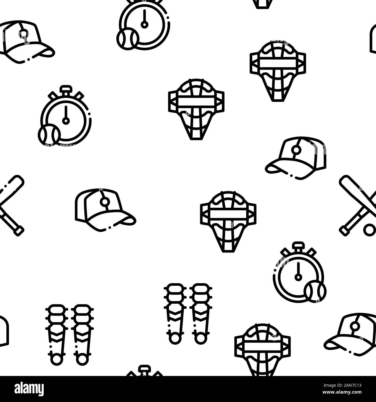 Baseball Game Tools Seamless Pattern Vector Stock Vector Image & Art ...