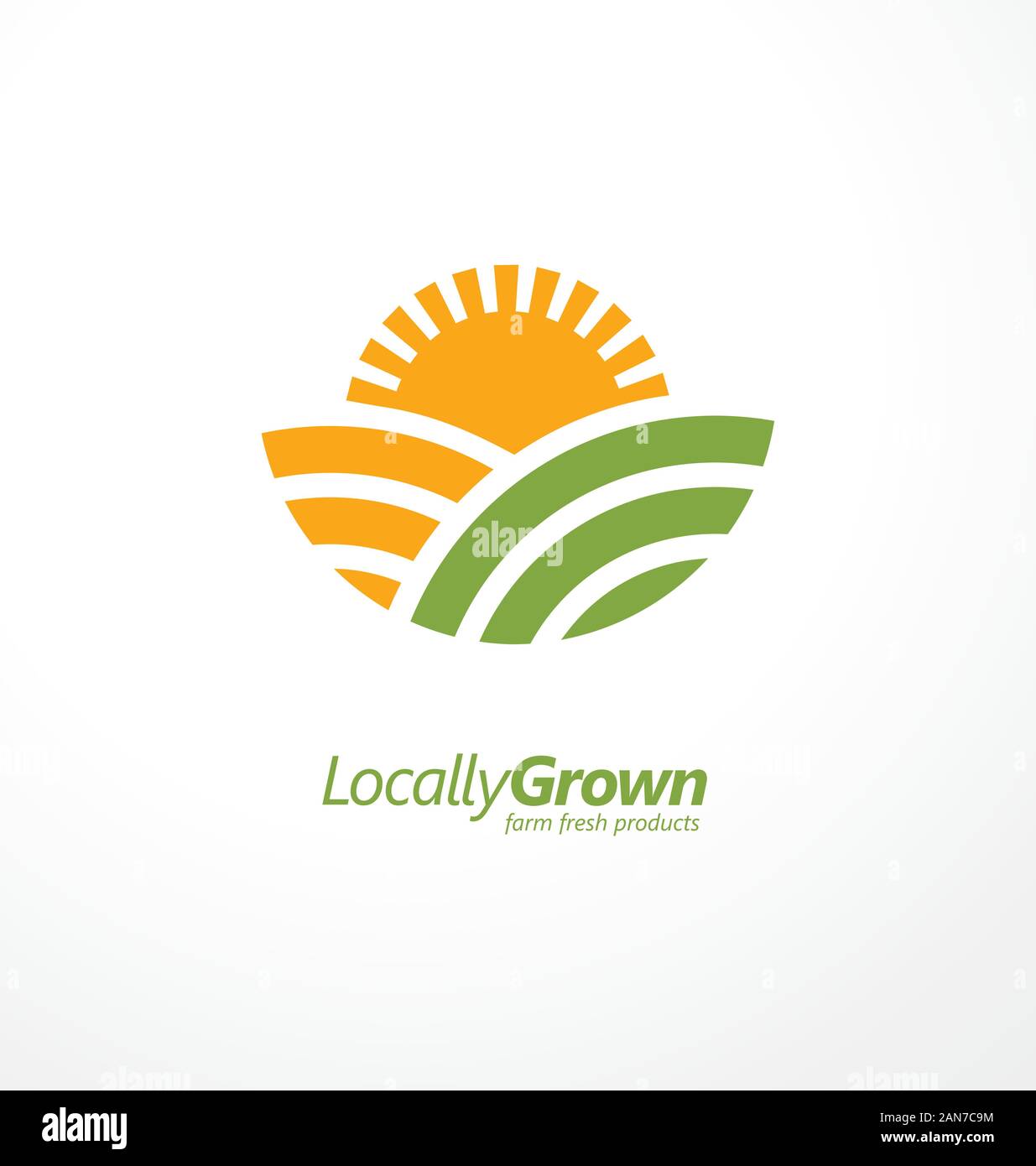 Locally Grown Farm Fresh Product Simple Logo Design Idea With Farm