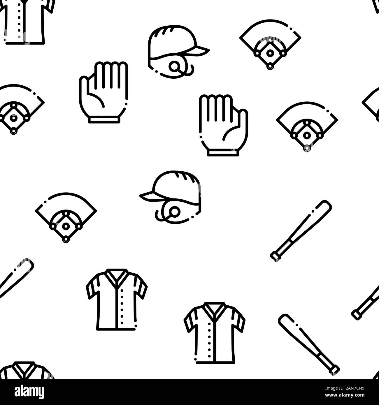 Baseball Game Tools Seamless Pattern Vector Stock Vector Image & Art ...