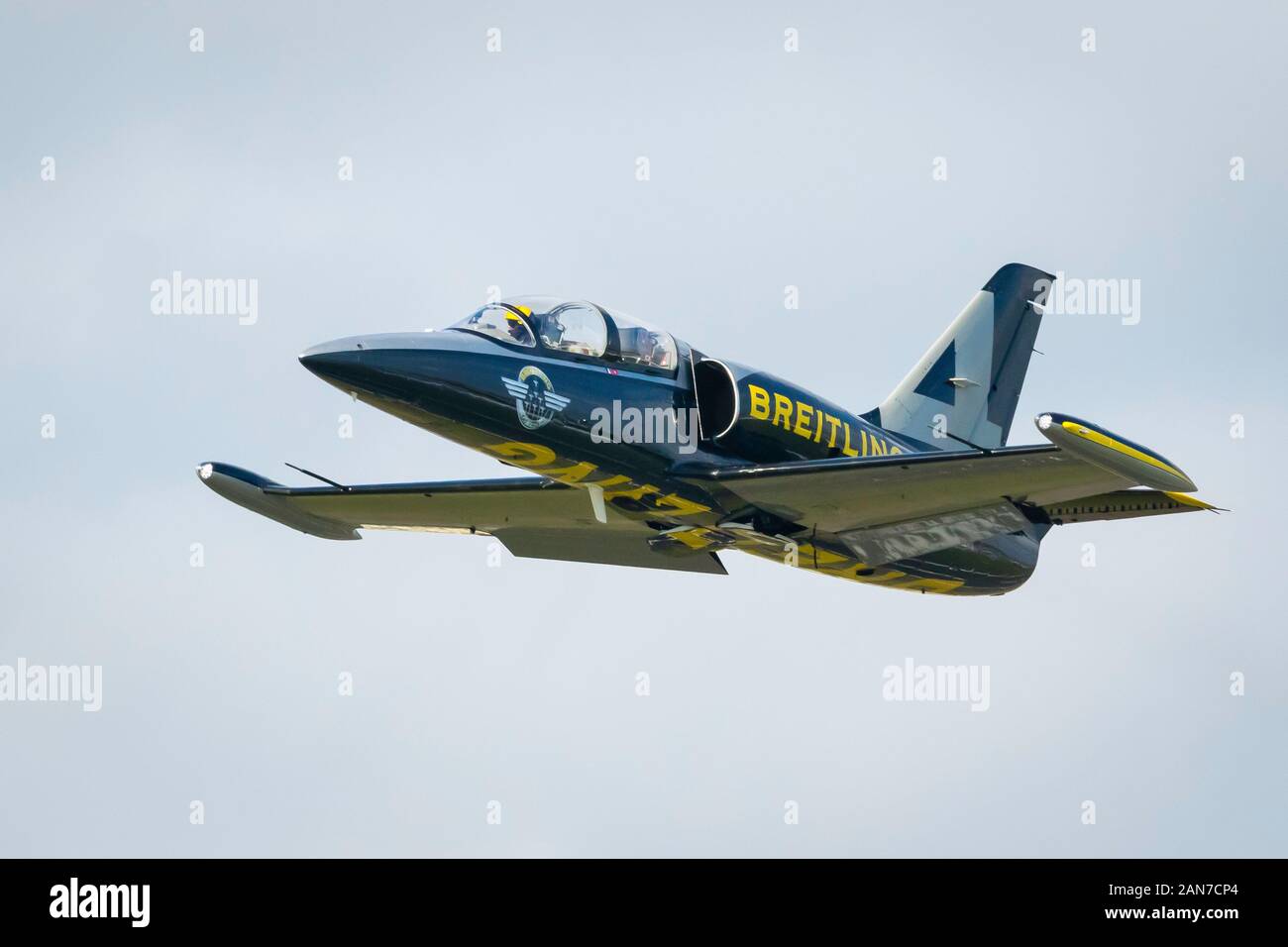 Fairford, Gloucestershire, UK - July 20th, 2019: The Breitling Display Team L-39 Albatros perform at Fairford International Air Tattoo 2019 Stock Photo