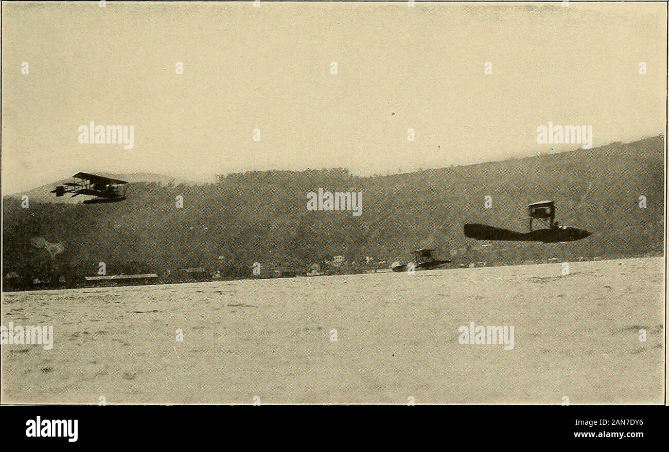 Outing . RE Hammondsport—though, to be sure, itwas frozen at the time. One of the first problems to engagethe attention of Mr. Curtiss after theice melted was to make his biplane,which he had mounted for the purposeupon a catamaran, rise from the sur-face of the open water, but in this hewas hampered by the fact that at thistime, which was very early in the de-velopment of aviation, his motor was notyet powerful enough. So he put thesubject one side until the motor shouldbe further developed. Again, later in 1909, at the time of the Hudson-Fultonflight from Albany to New York, thepossibility o Stock Photo