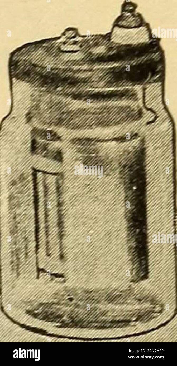 Lessons in practical electricity; principles, experiments, and arithmetical problems, an elementary text-book . Fig. 89.—Elements of Carbon Cylinder Cell with Depolarizer.Zinc, manganese dioxide in a porous cup and sal-ammoniac solution. manganese and then sealed in. The zinc rod is prevented fromtouching the carbon by being first inserted through a porce-lain insulator. About 4 to 6 ounces of sal-ammoniac are gen-erally used for cells of ordinary size. The salt is placed inthe jar, water poured in until it is abouttwo-thirds full, and then stirred till all thesalt is dissolved. When the carbo Stock Photo