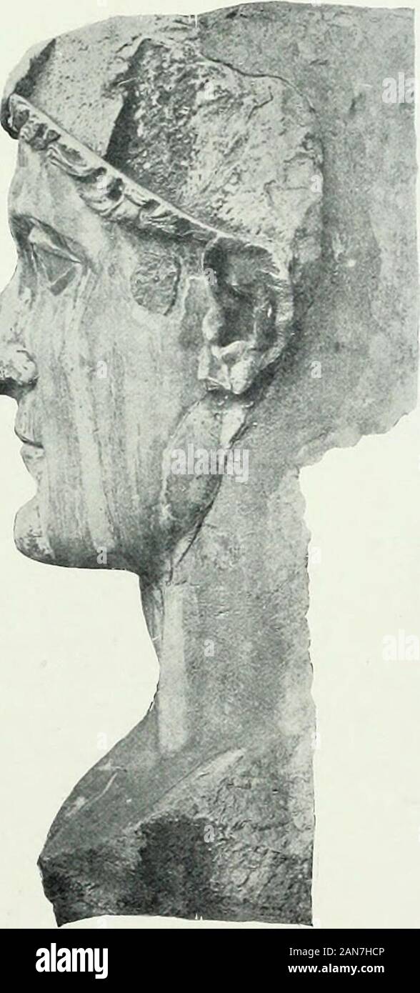 Roman sculpture from Augustus to Constantine . CONSTAXTIXE THE GKEAT Cortile o/tlie PaUr.:o d. Con^ernitori APPENDIX P. 30. For the primitive native art of Rome and Latiumsee the important account by G. Pinza in MomanentiAntichi for 1905 ( Monumenti Primitivi di Roma e delLazio Antico ). P. 54. Theheadof ayounggodjintheMuseodelleTerme^assigned by Petersen to the relief left of the East entrance,was formerly interpreted by him as a Bonus Eventus ( AraPacis, p. 122 f.). Petersen now regards it as a GeniusPopuli Romani whom he supposes present with a personi-fied Pax. The traces of a horn of plen Stock Photo