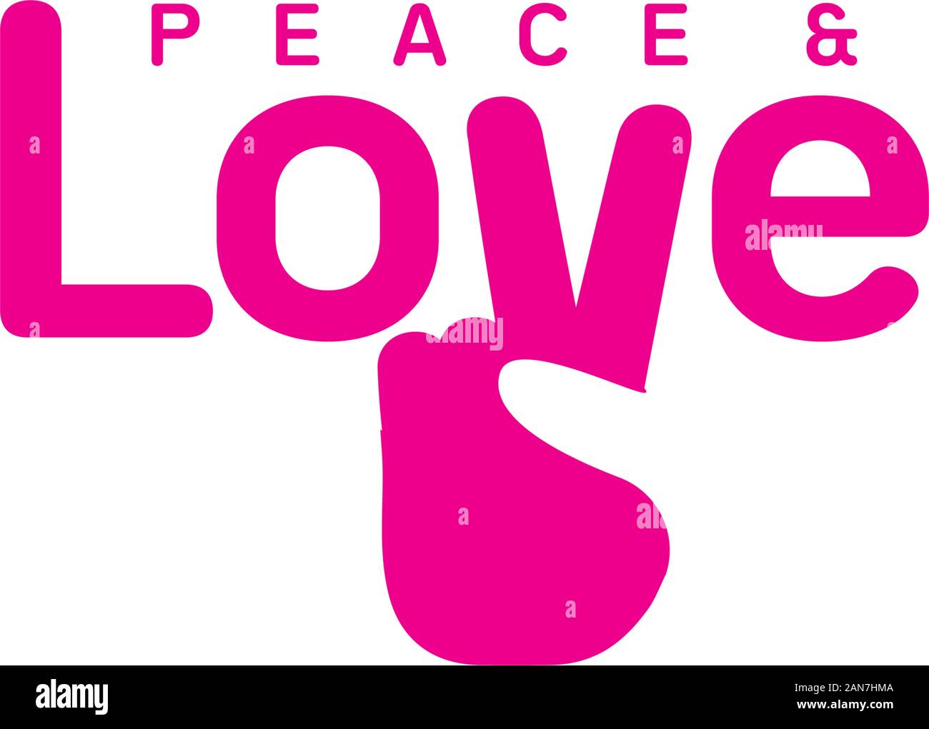peace and love with Hand Peace Vector Icon, Hand Symbol Icon, pink