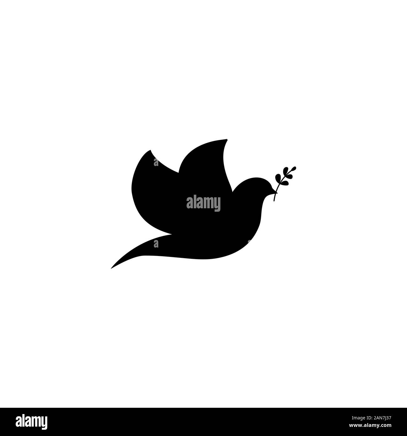Peace dove with branch. Flat line design style vector illustrations set of icons and logos Stock Vector