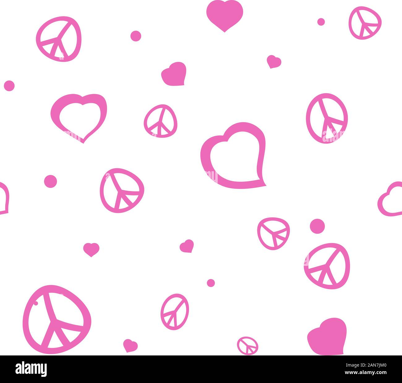 Peace and love elements seamless pattern background. Clothing, editable. Stock Vector