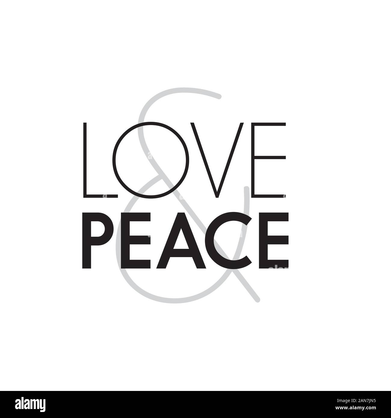 peace and love words with heart peace symbol, lettering typography