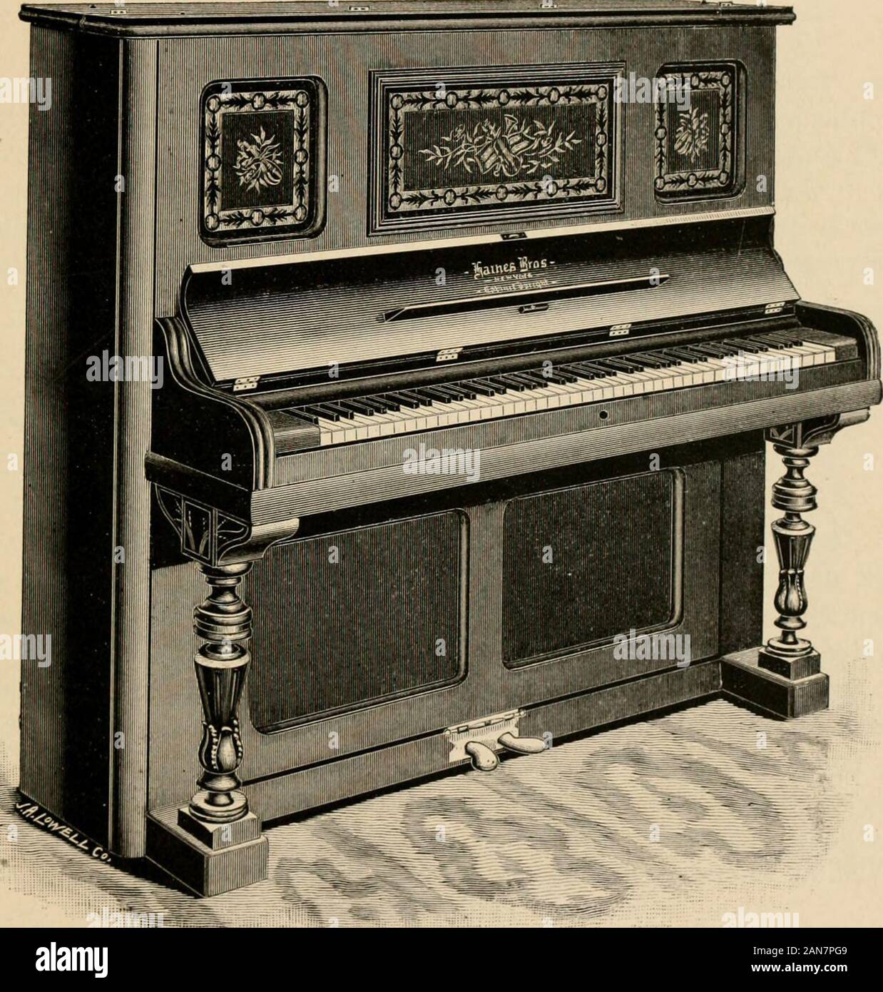 Catalog] . STYLE NUMBER 5. 7 Octaves. Height, 55!; inches. Width, 63!;  inches. Depth, 26 inches. Ma^/c in Ebonizcd, Rosewood, Mahogany, Walnut,  Satin Wood, Ash and Oak Cases. CLARA LOUISE KELLOGG. 3res.sts.