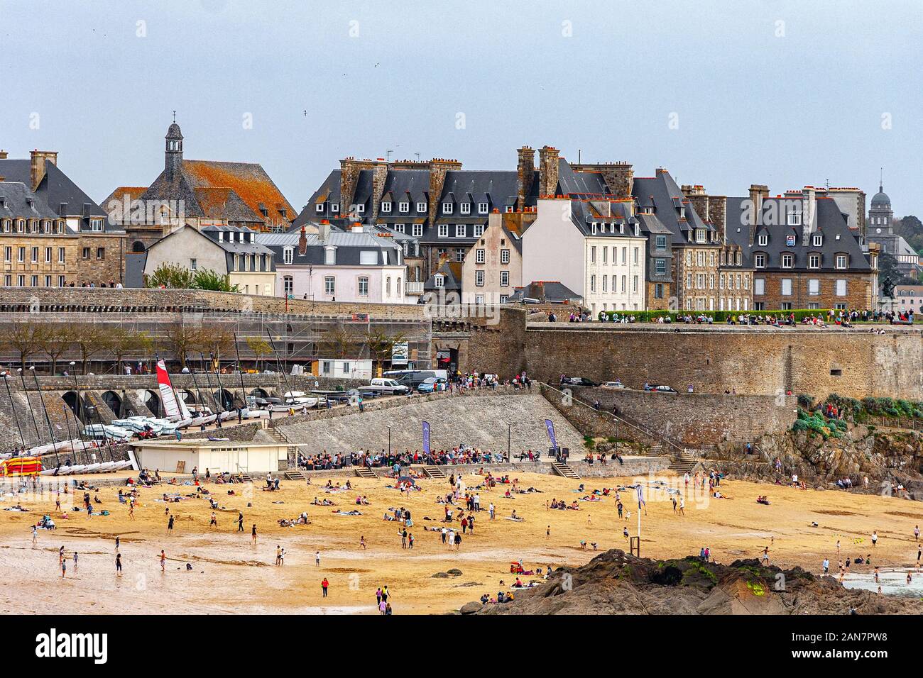 low tide at Saint Malo, Brittany, France Stock Photo