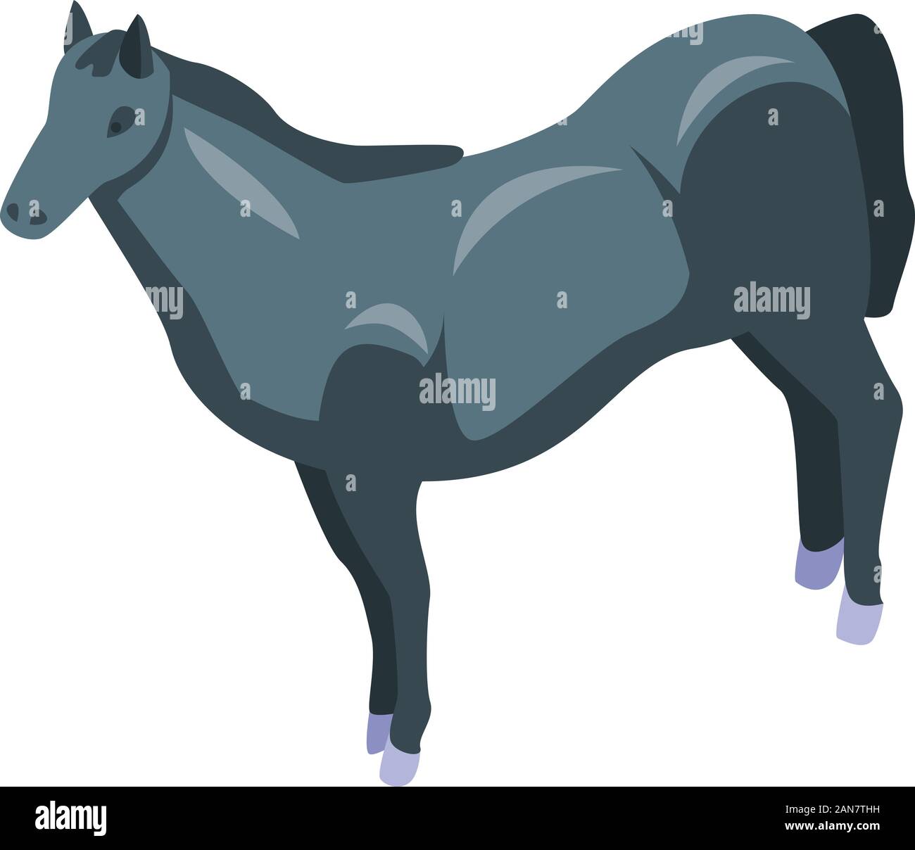 Black horse icon, isometric style Stock Vector